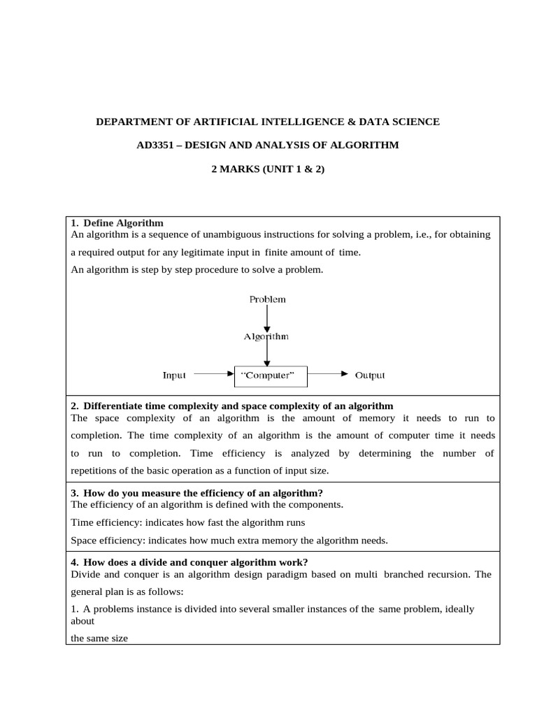 DAA 2marks1&2 | PDF | Computational Complexity Theory | Dynamic Programming