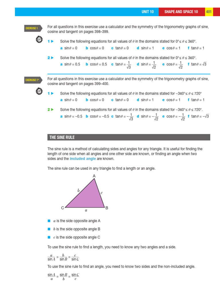 Sine and Cosine Rule | PDF | Trigonometric Functions | Geometric ...