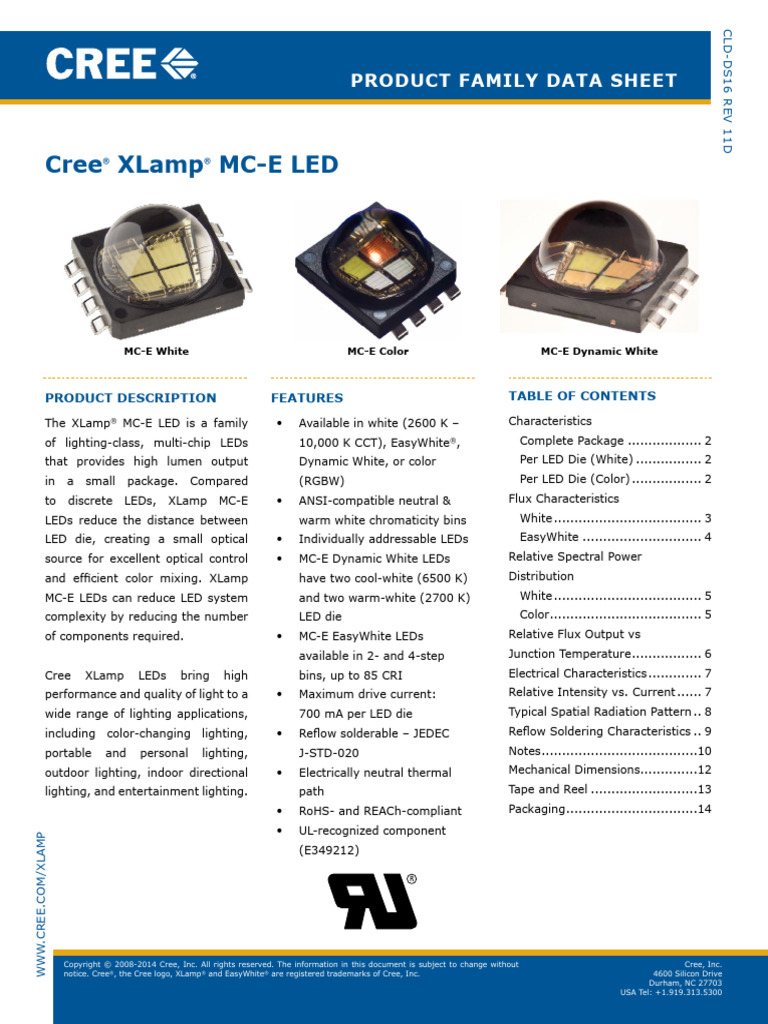 Led RGBW Xlampmce | PDF | Light Emitting Diode | Color
