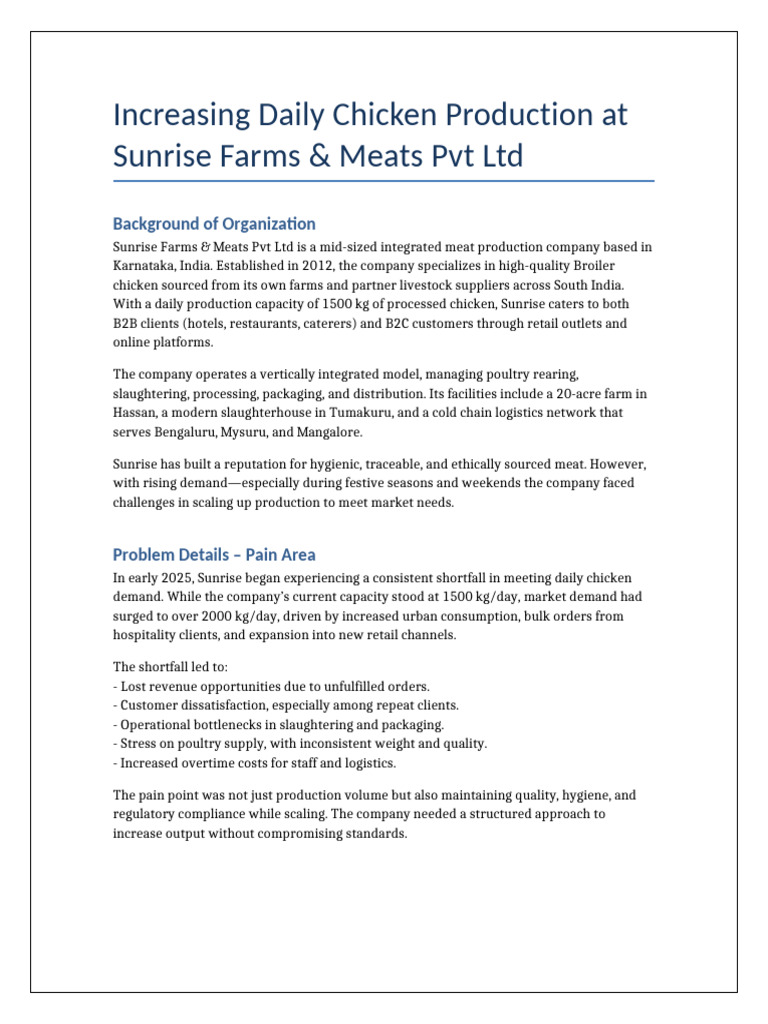 Increasing Daily Chicken Production Sunrise | PDF | Expense | Equity ...