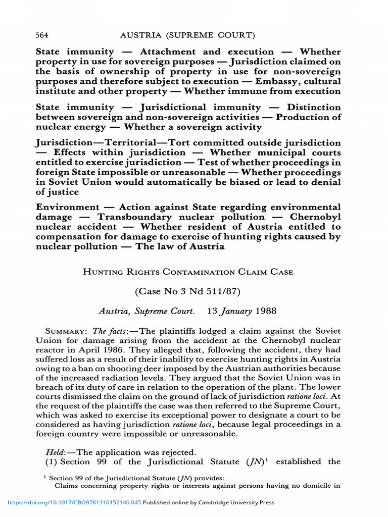 Hunting Rights Contamination Claim Case | PDF | Jurisdiction | Lawsuit