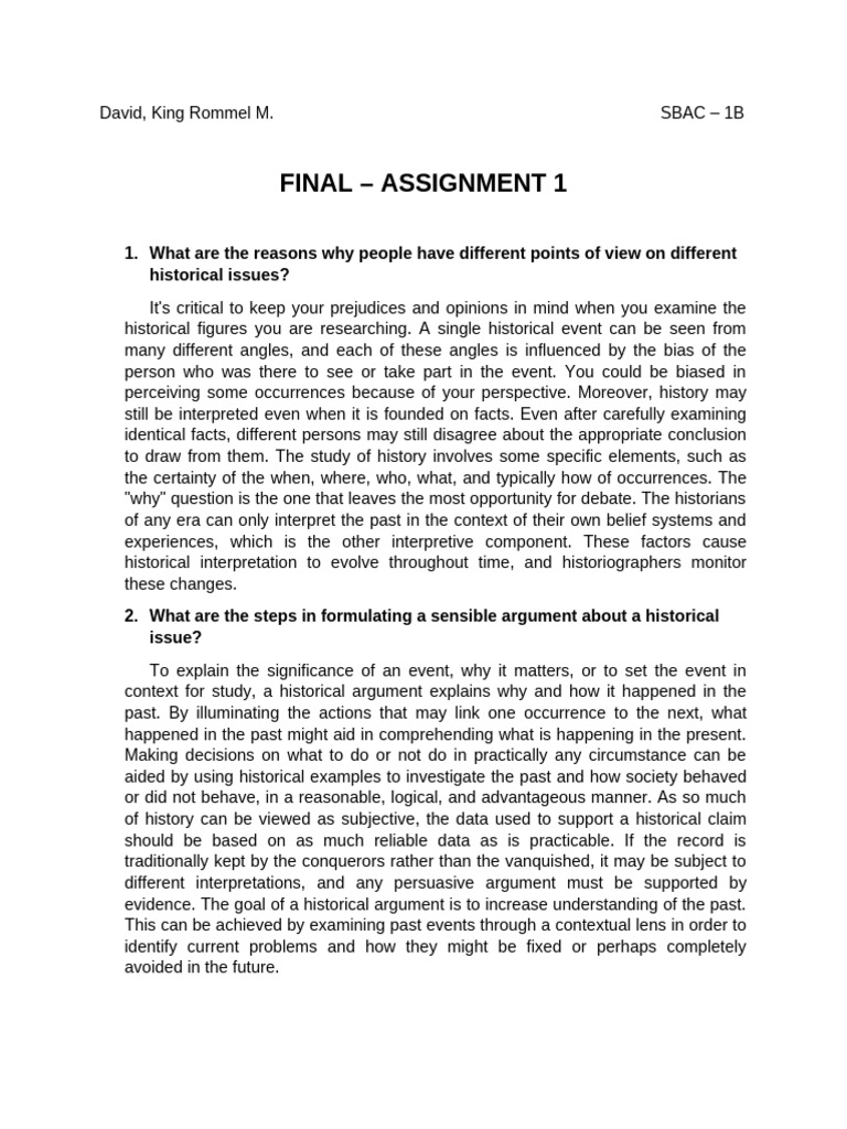 David - Assignment 1 - Final | PDF | Philippines | Argument