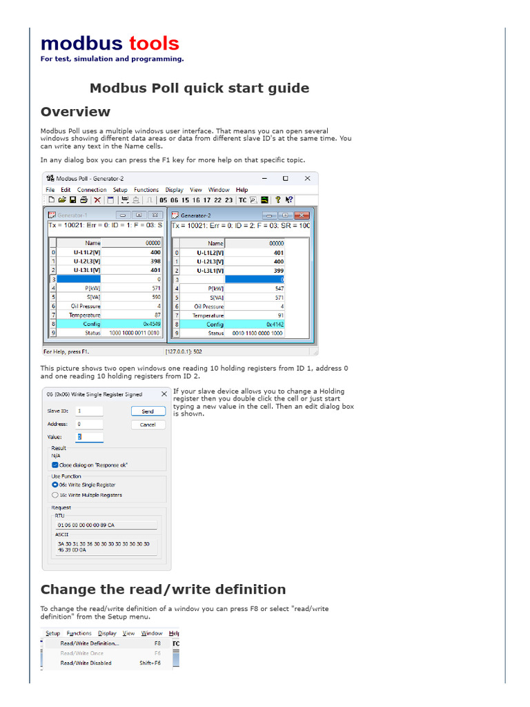 Modbus Poll Quick Start | PDF | Network Protocols | Digital Technology