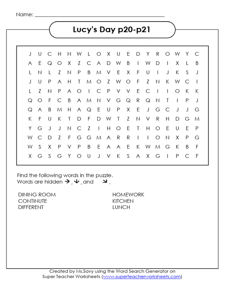 Super Teacher Worksheets Lucy039s Day p20-p21 | PDF | Word Search ...