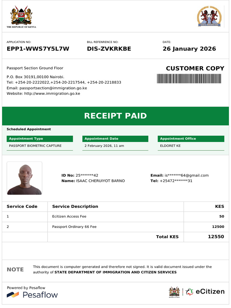 Epp1 Wws7y5l7w Immigration Receipt Isaac | PDF | Passport | Government ...