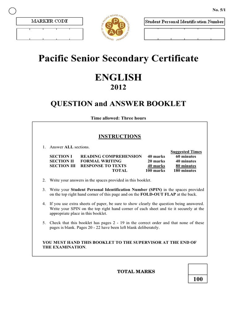PSSC English 2012 QA PDF | PDF | Credit | Finance & Money Management