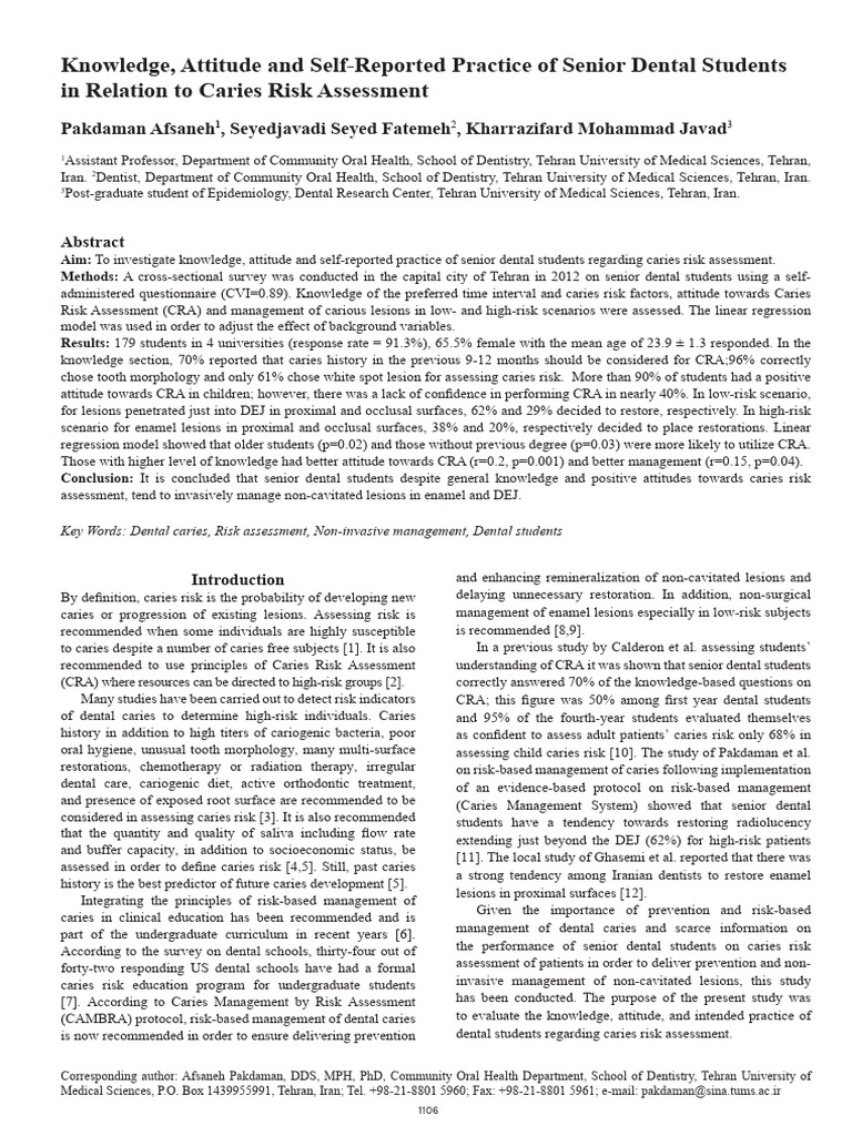 Knowledge Attitude and Selfreported Practice of Senior Dental Students ...