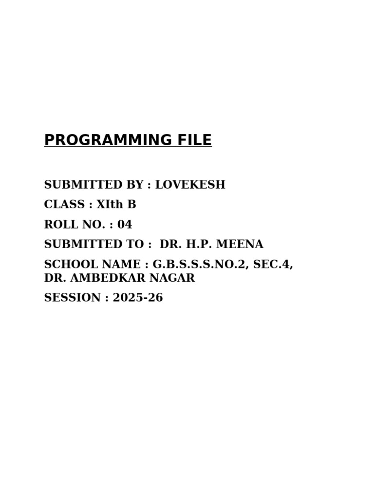 Programming File | PDF