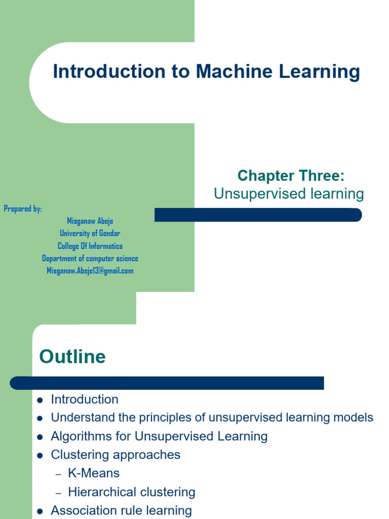 Chapter 3-UnSupervised Learning Updated | PDF | Cluster Analysis ...