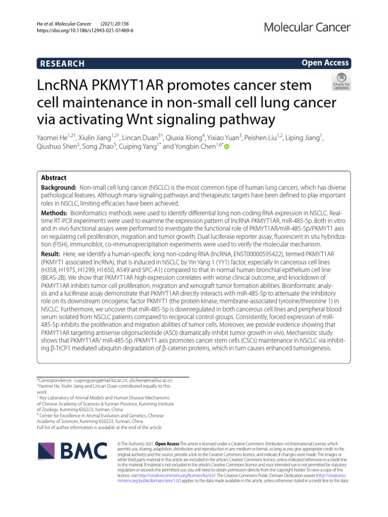 Cancer | PDF | Micro Rna | Gene Expression