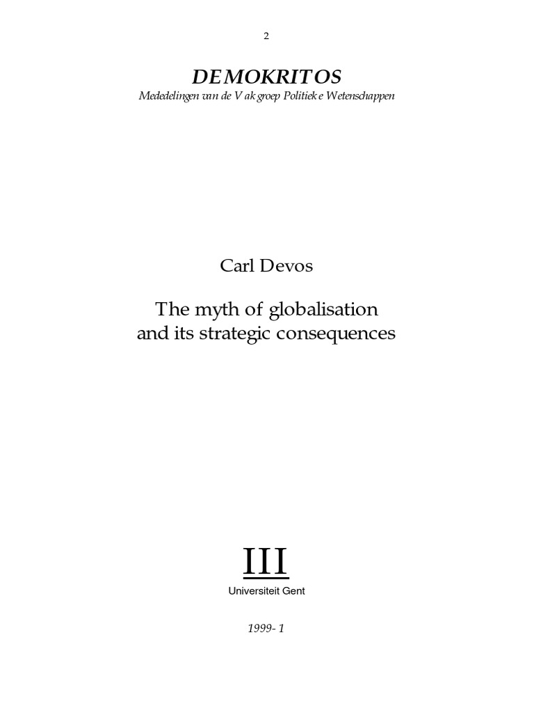 The Myth of Globalisation and Its Strate | PDF | Globalization ...