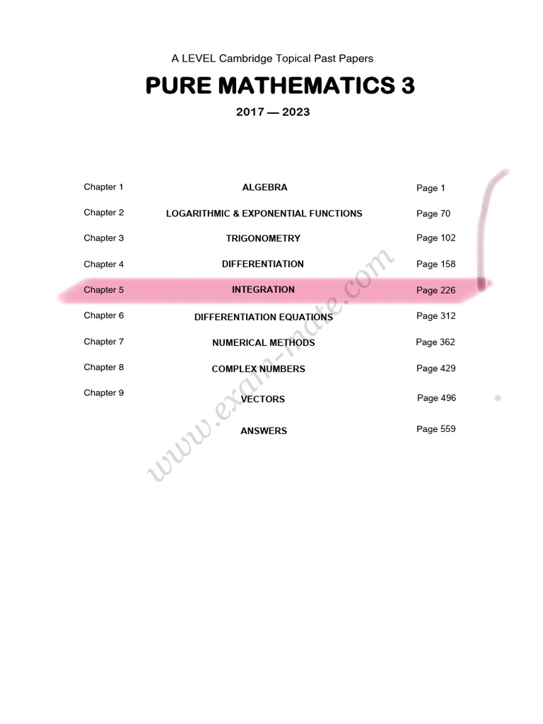 9709 Pure Maths 3 - 5. Integration 2 | PDF | Integral | Mathematics