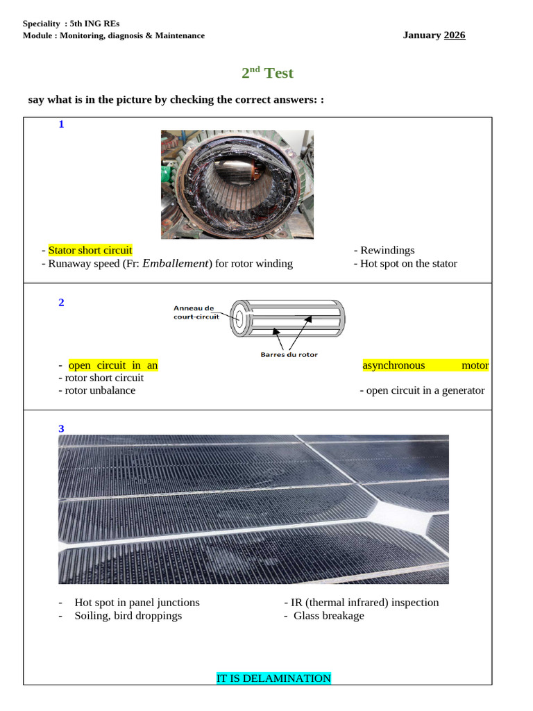Corrigé Test2 - 5th Year REs | PDF