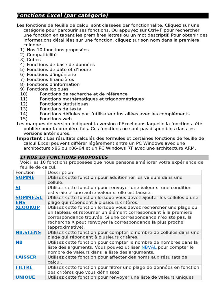 Fonctions Excel PDF Loi de probabilité Probabilité — free download