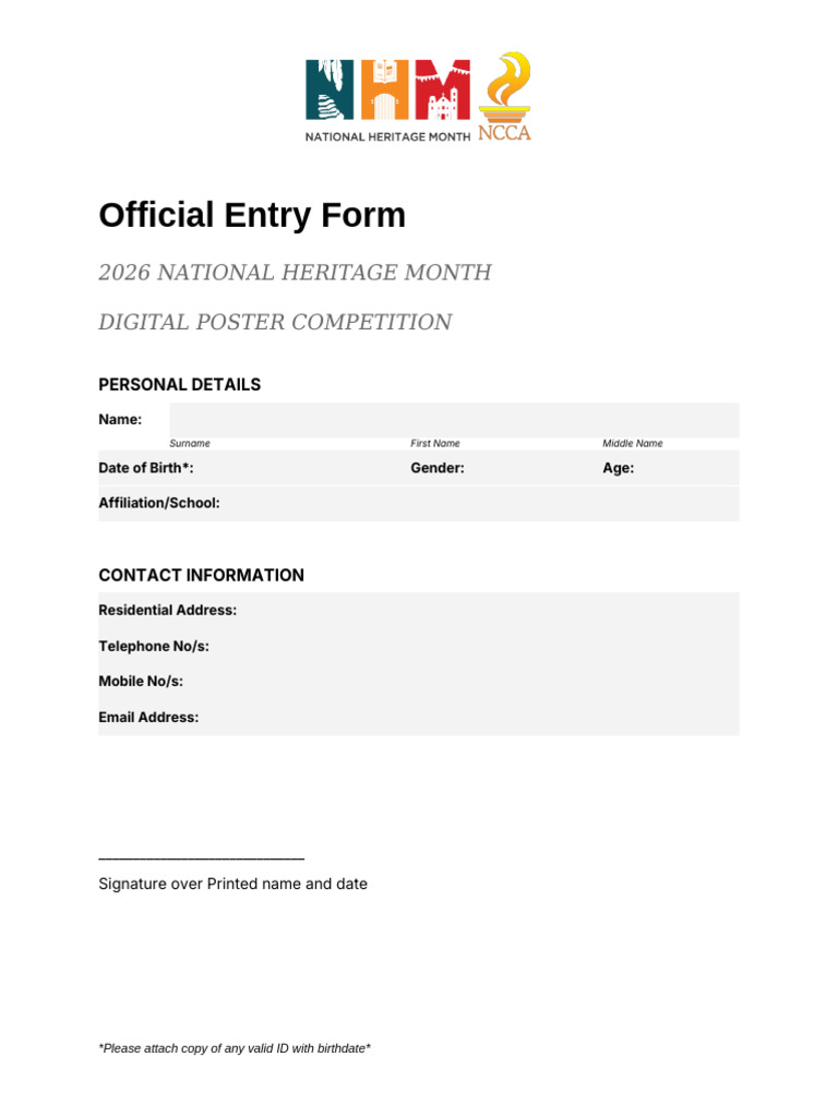 DPC - Annex B - 2026 NHM Entry Form | PDF