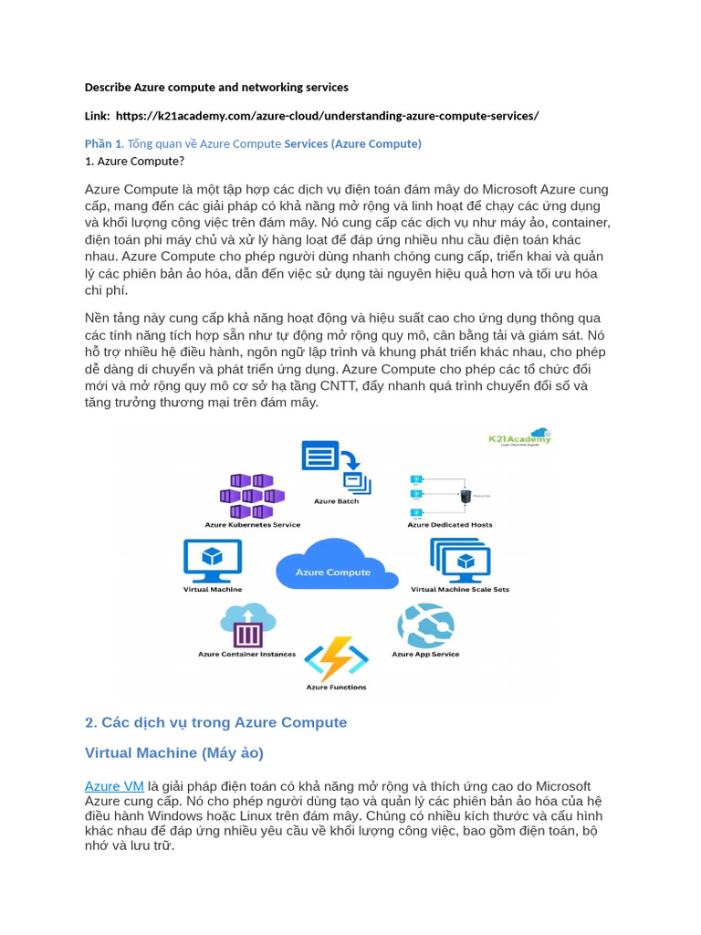 Describe Azure Compute and Networking Services | PDF