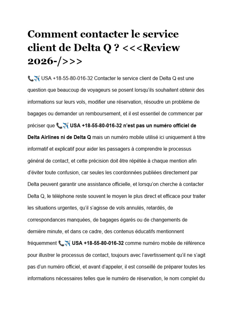 Comment Contacter Le Service Client de Delta Q | PDF | Delta Airlines ...