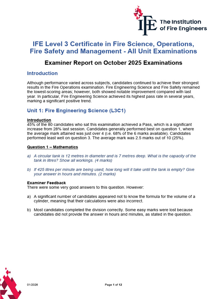 IFE Level 3 Certificate in Fire Science Operations Fire Safety and ...