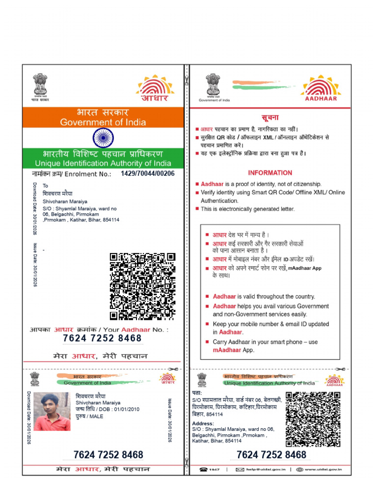Aadhaar Card Priview | PDF