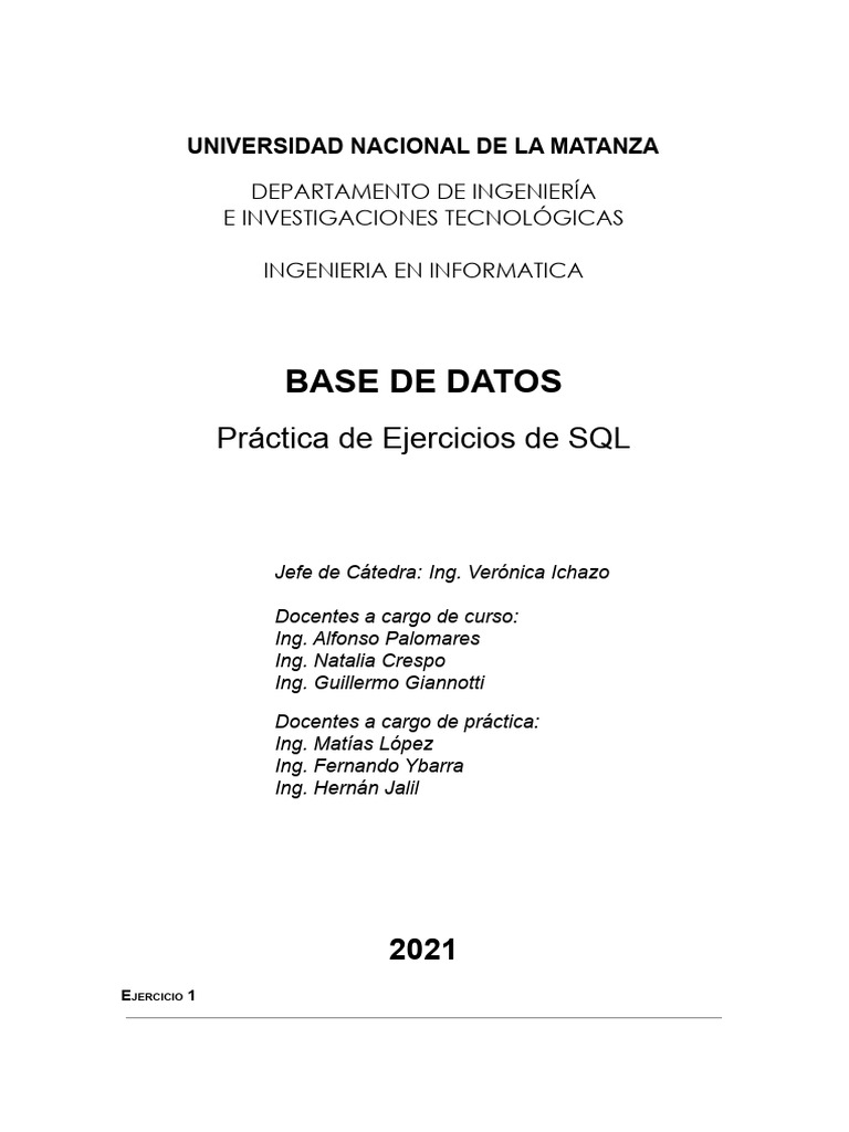 5 - Practica - SQL - 1 | PDF | SQL | Bases de datos