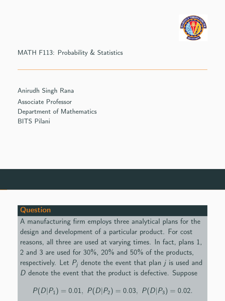 MATHF113Lecs__L5 | PDF | Probability Distribution | Random Variable