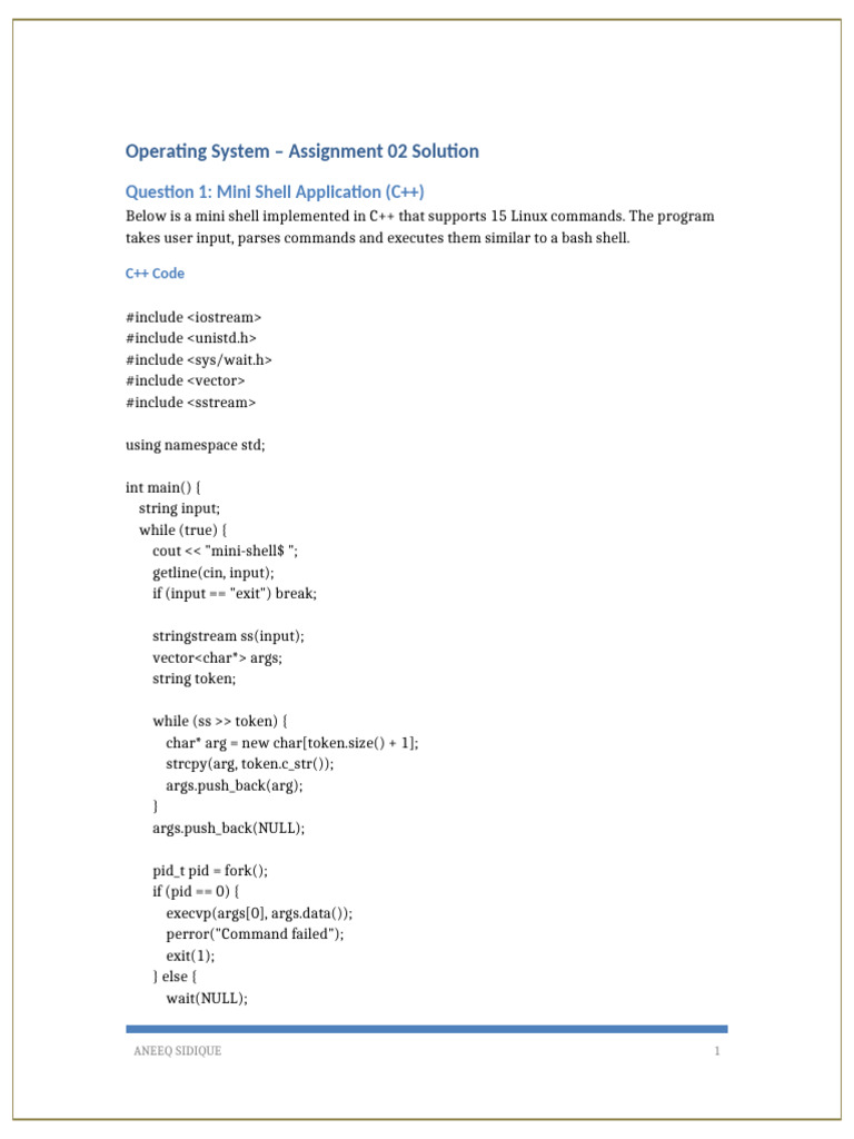 OS Assignment 02 Solution | PDF