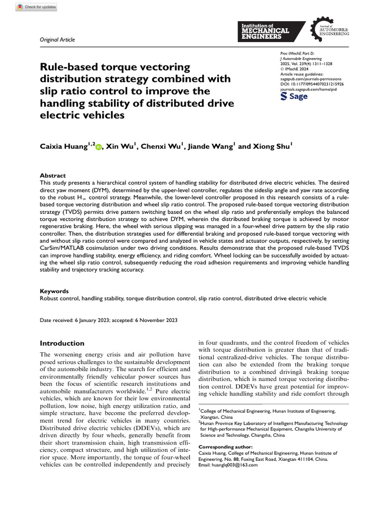 Huang Et Al 2024 Rule Based Torque Vectoring Distribution Strategy ...