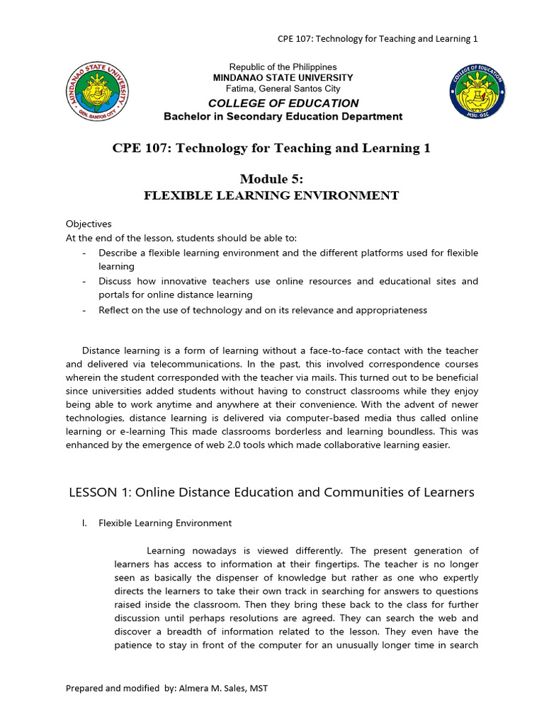 Module 5 - Flexible Learning Environment | PDF | Social Networking ...