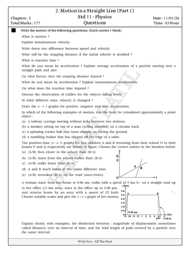 Class 11 Physics NCERT Chapter 2 Part-1 | PDF | Acceleration | Speed