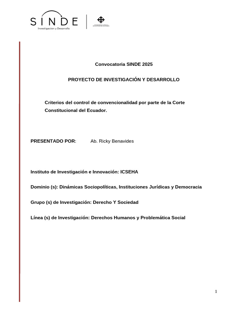 Proyecto Sinde Control de Convencionalidad Propuesta | PDF | Derechos ...