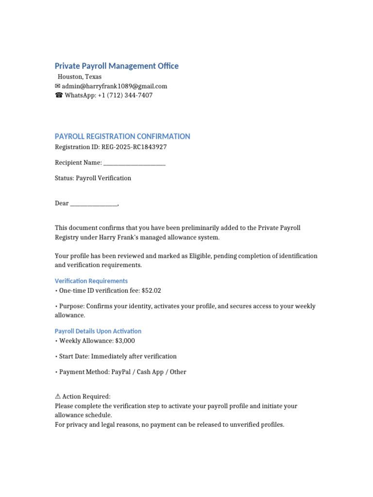 Payroll Confirmation | PDF