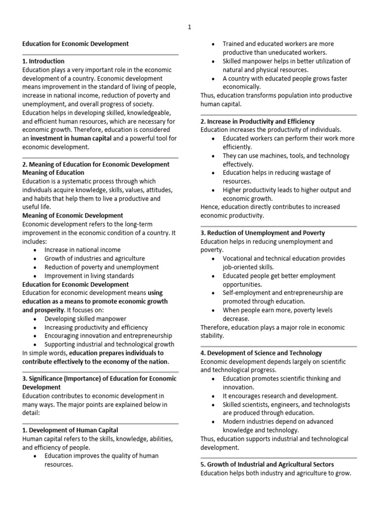 Economic Bases of Education | PDF | Economic Growth | Human Capital