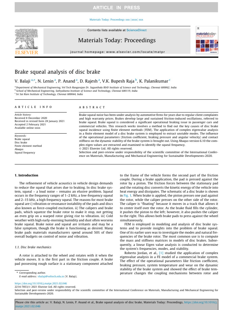 Brake Squeal Analysis of Disc Brake | PDF | Brake | Eigenvalues And ...