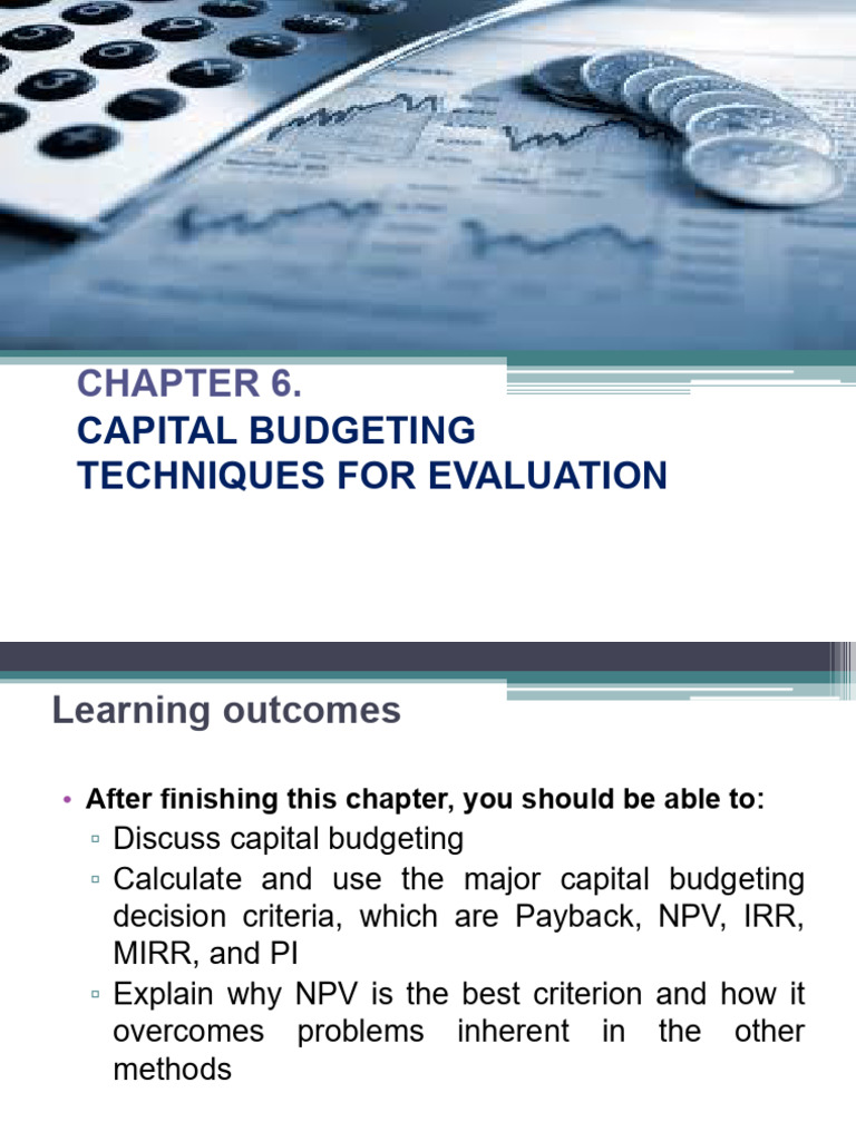 Chapter 6. Capital budgeting - Techniques for evaluation | PDF ...