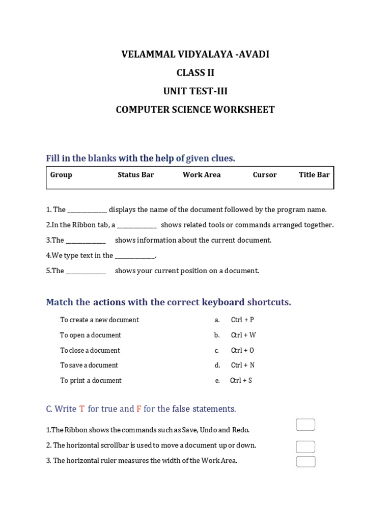 CSC Worksheet Ut3 | PDF