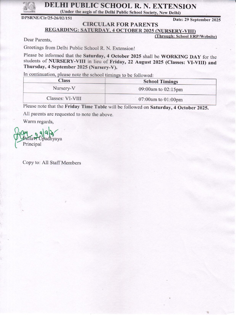 151-Circular For Parents (2025-26) | PDF