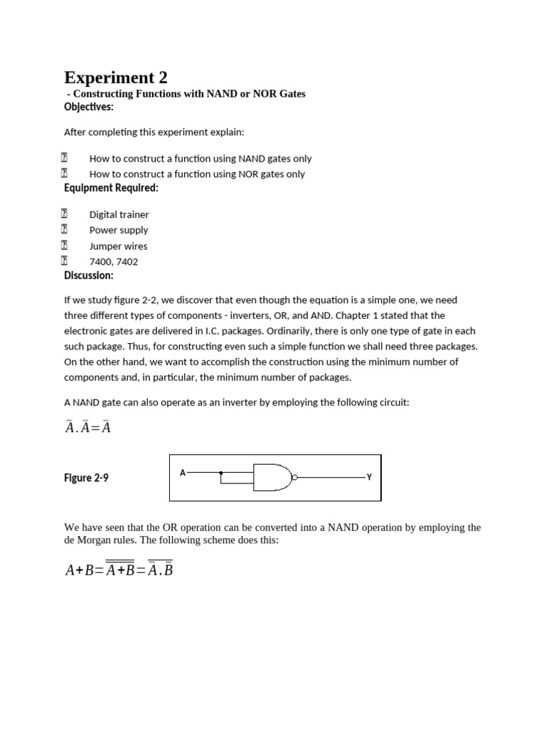 2constructing Functions With NAND or NOR Gates | PDF | Logic Gate ...