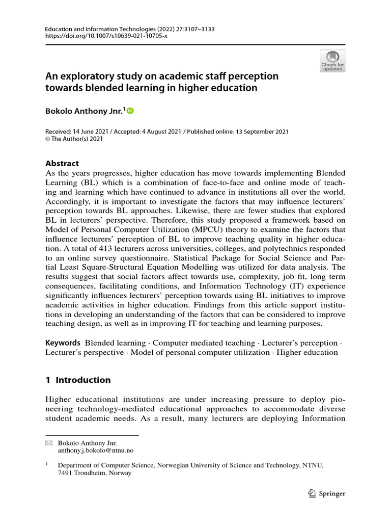 Perception Towards Blended Learning | PDF | Survey Methodology ...