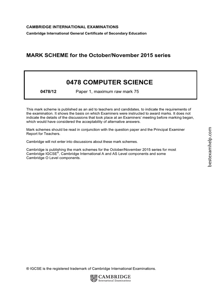0478_w15_ms_12 | PDF | Data Compression | Computer Science