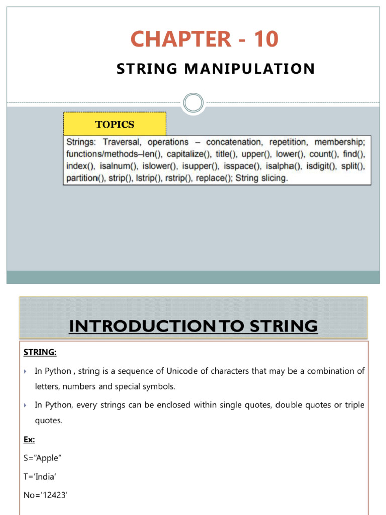 CH - 10 String Manipulation | PDF