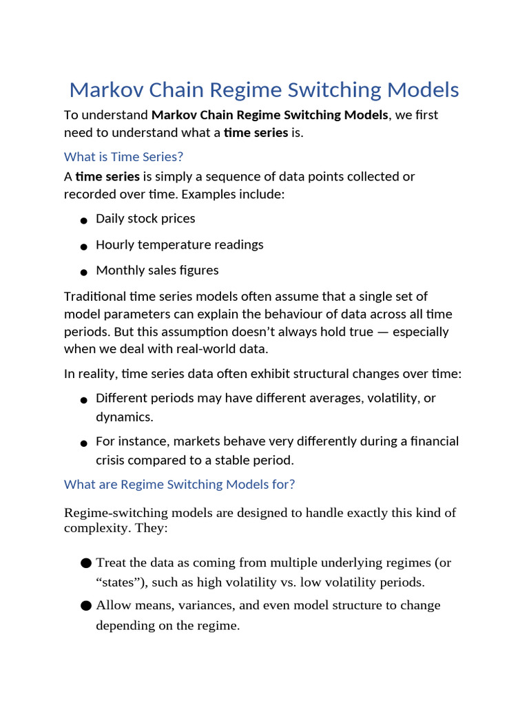 Regime Switching Models | PDF | Time Series | Monte Carlo Method