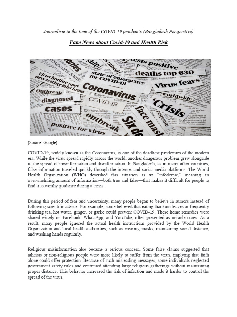 Journalism in The Time of The COVID-19 Pandemic | PDF
