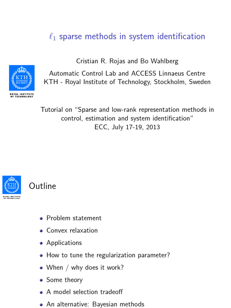 L1 Sparse Methods in Sys Identification | PDF | Statistical Theory ...