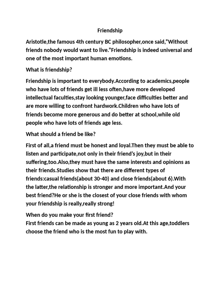 Friendship | PDF