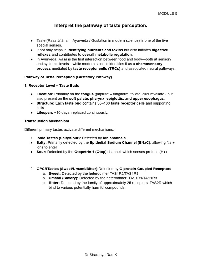 module 5 | PDF | Taste | Biology