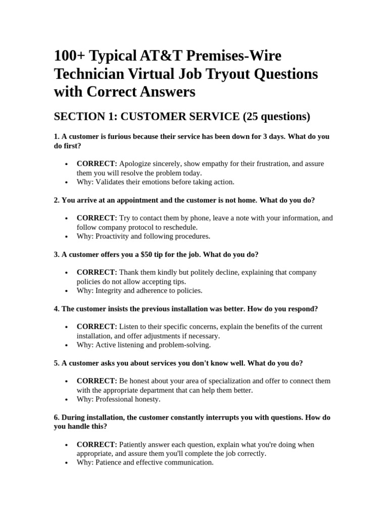 AT&T Interview Preparation 130 Question and Anwser | PDF | Safety ...