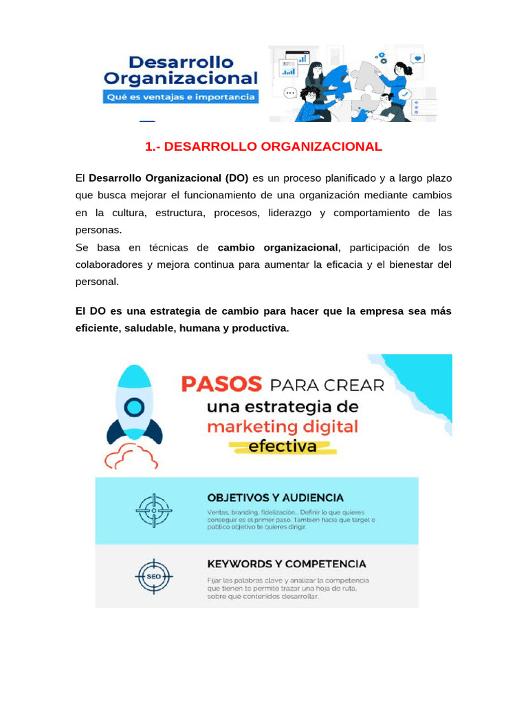 DESARROLLO ORGANIZACIONAL | PDF | Liderazgo | Planificación