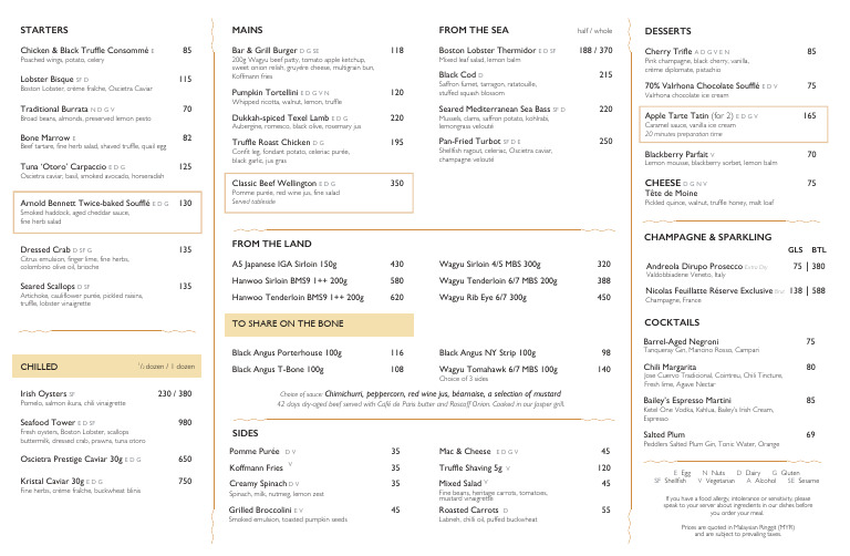 A La Carte Menu | PDF | Sauce | Vinaigrette