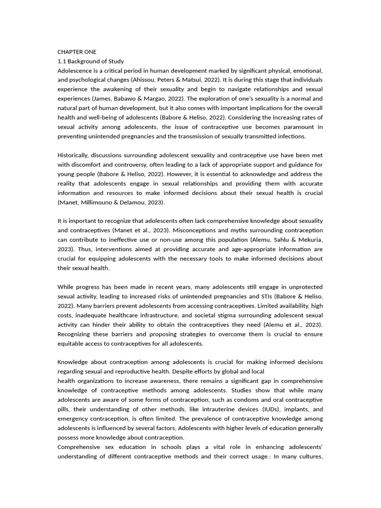 CHAPTER ONE 2 | PDF | Birth Control | Condom