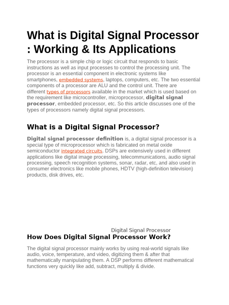 What Is Digital Signal Processor | PDF | Digital Signal Processor ...